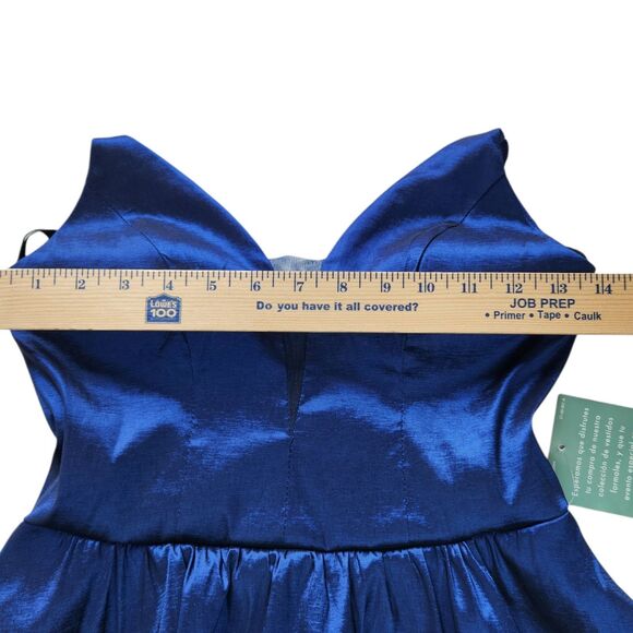 B Smart Formal Maxi Gown Dress Size 5 Royal Blue Shiny Hi Low Hem NWT Prom - Picture 8 of 10